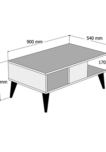 NORDVÄRK Lidya sofabord, m. bent rum - valnd og marmorlook melamin (90x54)