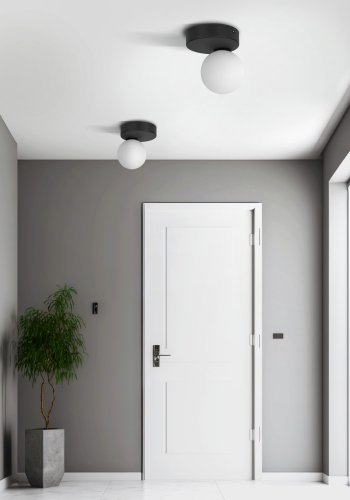 TK Bianca loftlampe - hvid glas og sort stl