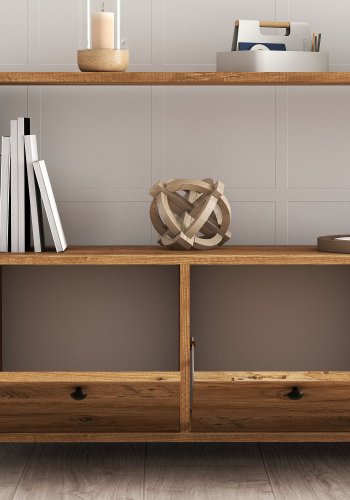 NORDVÄRK Nero konsolbord, m. 3 lger - Atlantic Pine melamin og sort metal