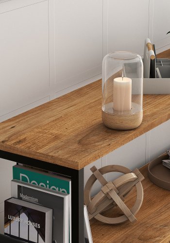 NORDVÄRK Nero konsolbord, m. 3 lger - Atlantic Pine melamin og sort metal