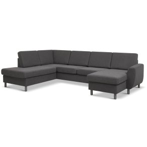 Wendy set 4 U OE left sofa, m. chaiselong - antracitgr polyester stof og brstet aluminium