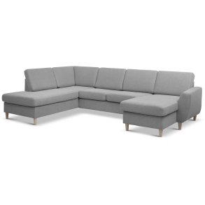 Wendy set 4 U OE left sofa, m. chaiselong - gr polyester stof og natur tr