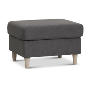 Pan puf, rektangulr - antracitgr polyester stof og natur tr (85x72)