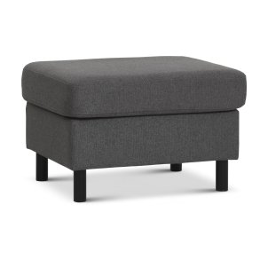 Wendy puf, rektangulr - antracitgr polyester stof og sort tr (85x72)