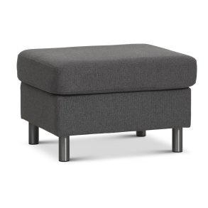 Wendy puf, rektangulr - antracitgr polyester stof og brstet aluminium (85x72)