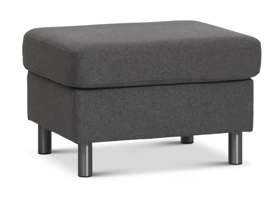 Wendy puf, rektangulr - antracitgr polyester stof og brstet aluminium (85x72)