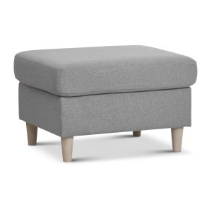 Pan puf, rektangulr - gr polyester stof og natur tr (85x72)