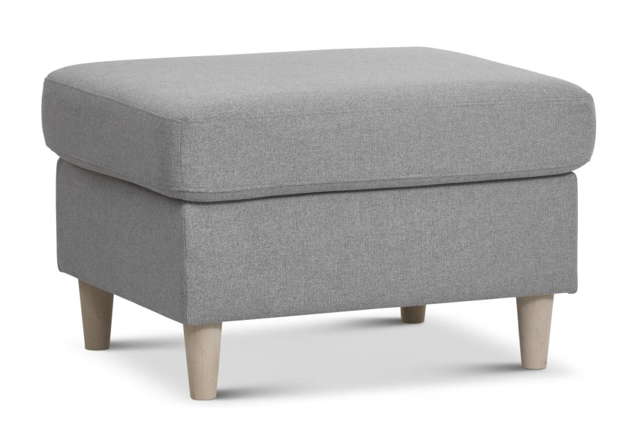 Pan puf, rektangulr - gr polyester stof og natur tr (85x72)