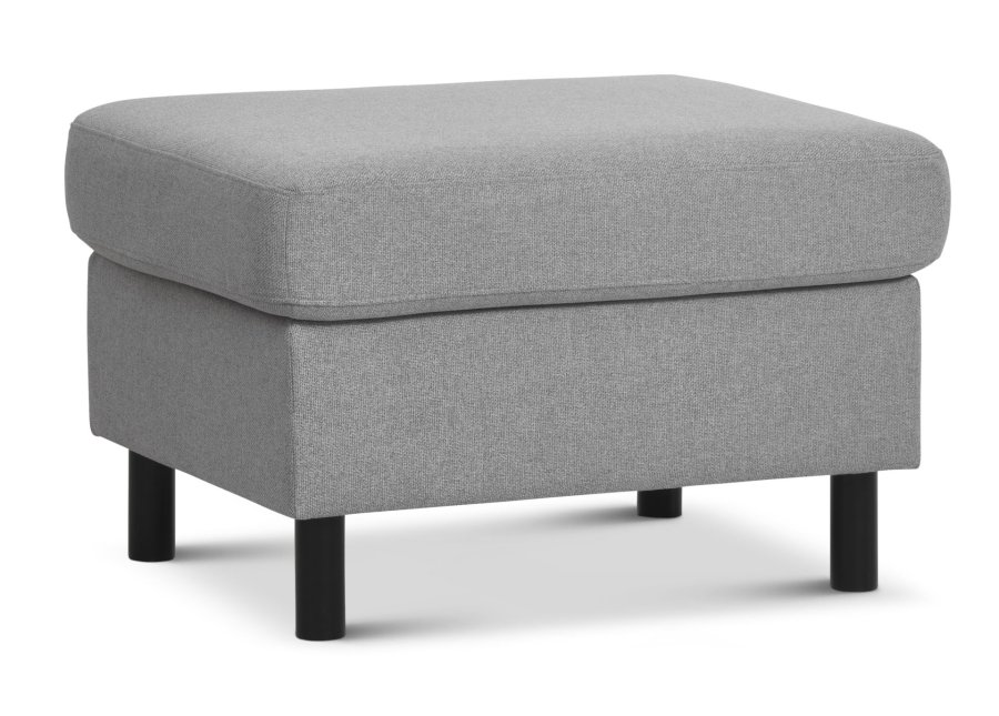 Pan puf, rektangulr - gr polyester stof og sort tr (85x72)