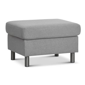 Wendy puf, rektangulr - gr polyester stof og brstet aluminium (85x72)