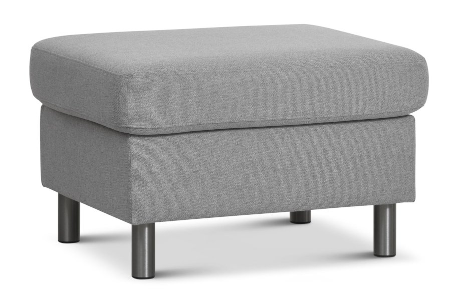 Wendy puf, rektangulr - gr polyester stof og brstet aluminium (85x72)