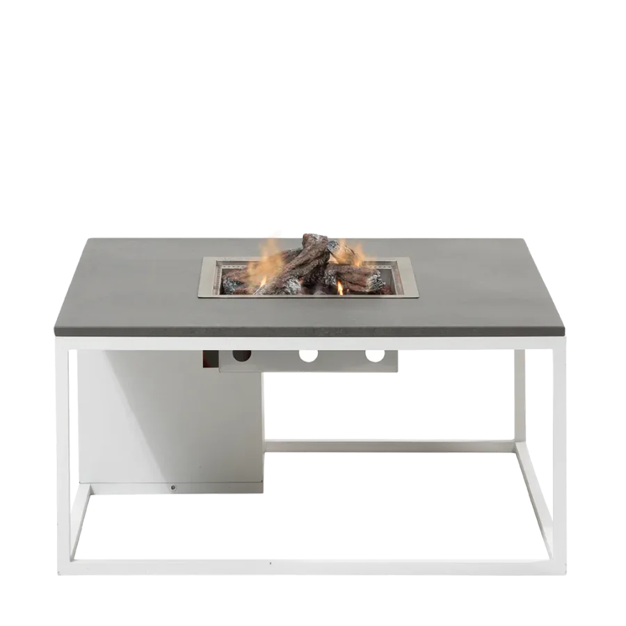 COSI FIRES Cosiloft 100 lounge ildbord, kvadratisk - gr og hvid aluminium (100x100)