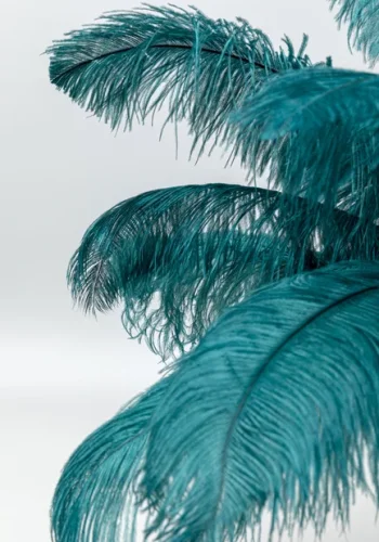 KARE DESIGN Feather Palm bordlampe - grn strudsefjer og messing stl