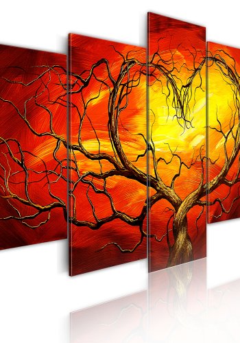 ARTGEIST - Brndende hjerte udformet af grene fra tr trykt p lrred 