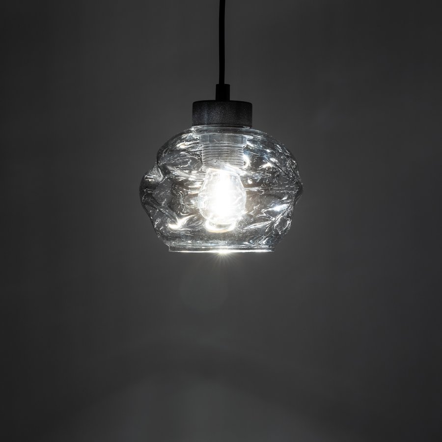 TK Zulia loftlampe - glas og sort metal