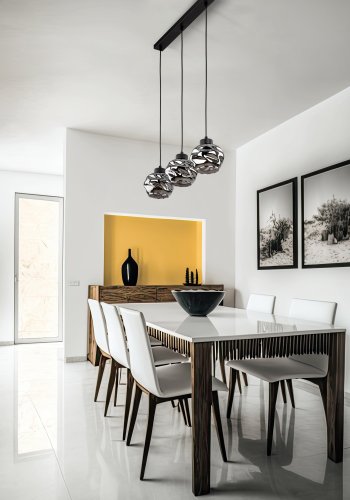 TK Zulia loftlampe, m. 3 skrme - glas og sort metal