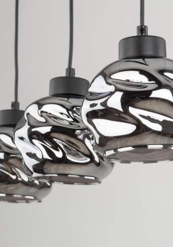 TK Zulia loftlampe, m. 3 skrme - glas og sort metal