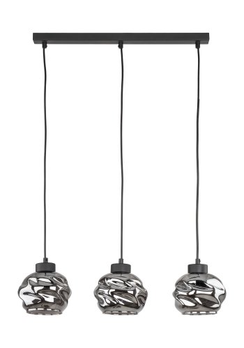 TK Zulia loftlampe, m. 3 skrme - glas og sort metal