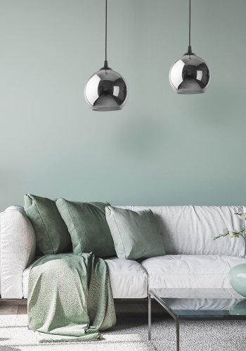 TK Venezia loftlampe - krom glas og sort plastik