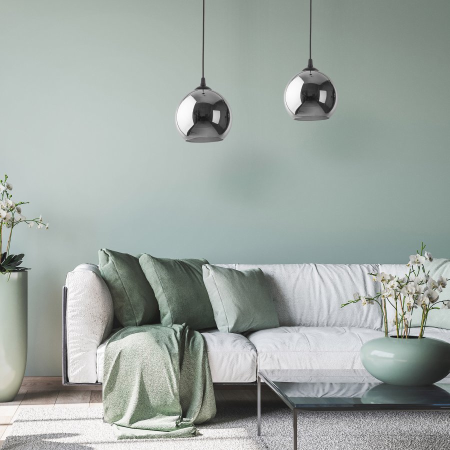 TK Venezia loftlampe - krom glas og sort plastik