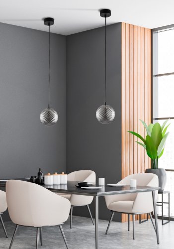 TK Elena loftlampe, rund - grafit glas og sort metal