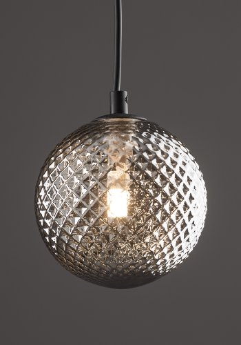 TK Elena loftlampe, rund - grafit glas og sort metal