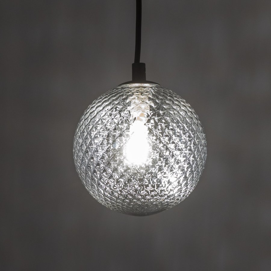 TK Elena loftlampe, rund - grafit glas og sort metal