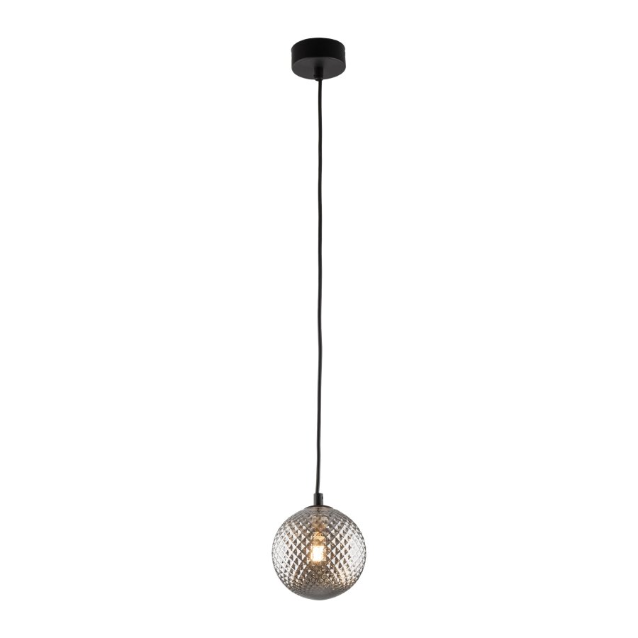 TK Elena loftlampe, rund - grafit glas og sort metal