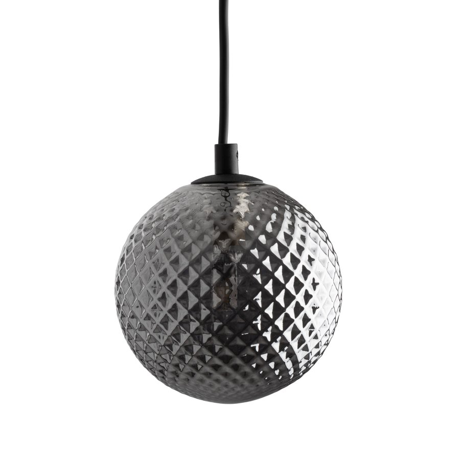 TK Elena loftlampe, rund - grafit glas og sort metal