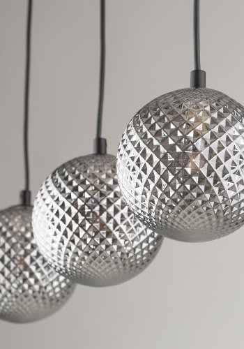 TK Elena loftlampe, m. 3 skrme - grafit glas og sort metal