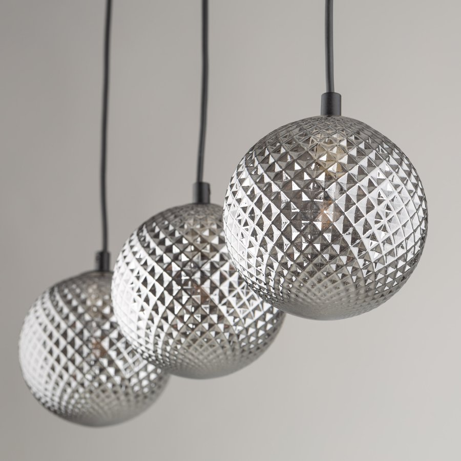 TK Elena loftlampe, m. 3 skrme - grafit glas og sort metal