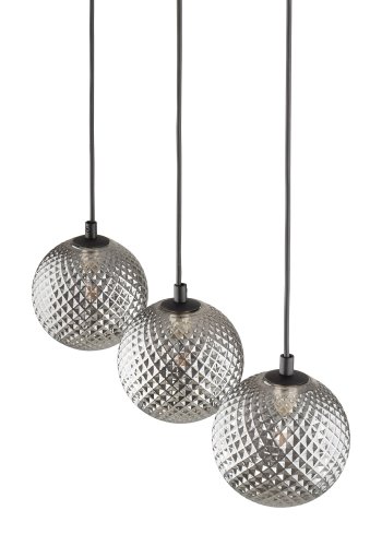 TK Elena loftlampe, m. 3 skrme - grafit glas og sort metal