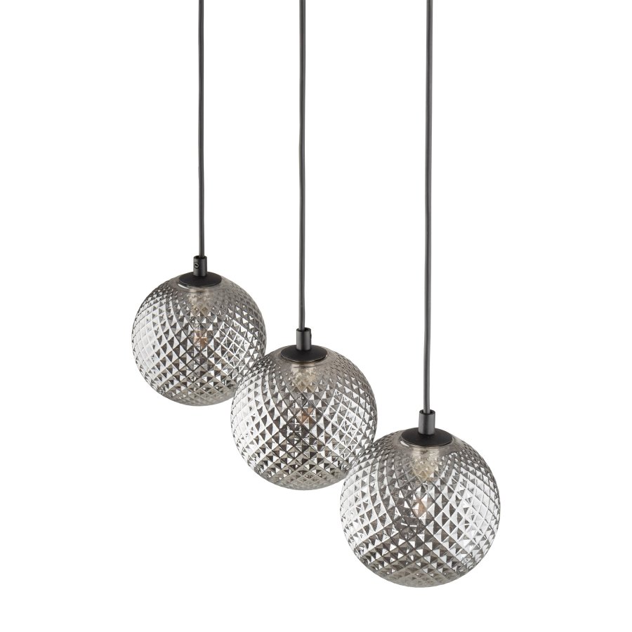 TK Elena loftlampe, m. 3 skrme - grafit glas og sort metal