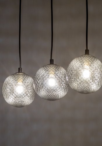 TK Elena loftlampe, m. 3 skrme - grafit glas og sort metal