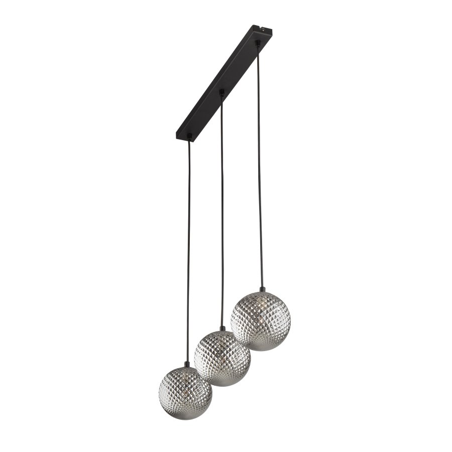 TK Elena loftlampe, m. 3 skrme - grafit glas og sort metal