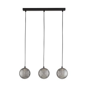 TK Elena loftlampe, m. 3 skrme - grafit glas og sort metal