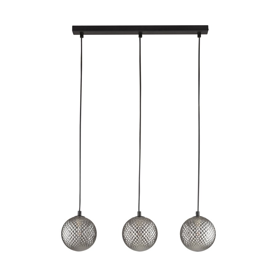 TK Elena loftlampe, m. 3 skrme - grafit glas og sort metal