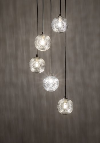   TK  TK Elena loftlampe, m. 5 skrme - grafit glas og sort metal