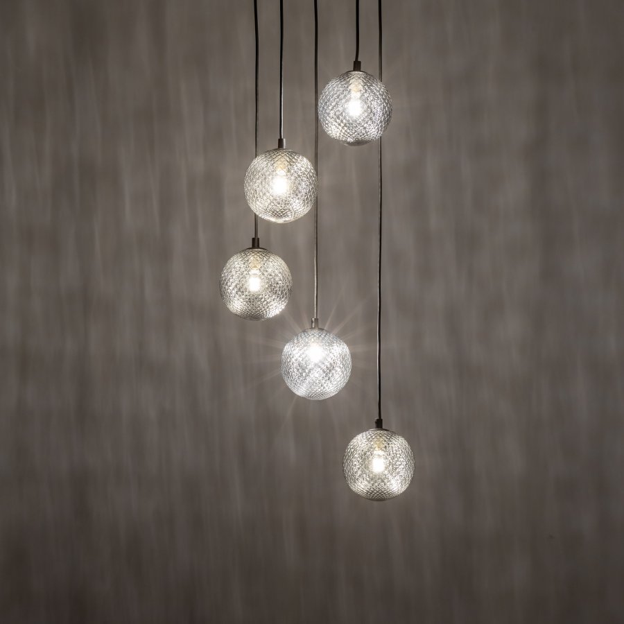   TK  TK Elena loftlampe, m. 5 skrme - grafit glas og sort metal