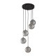   TK  TK Elena loftlampe, m. 5 skrme - grafit glas og sort metal