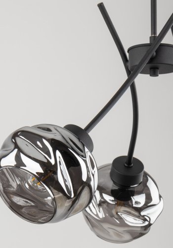 TK Zulia loftlampe, m. 3 skrme - glas og sort metal