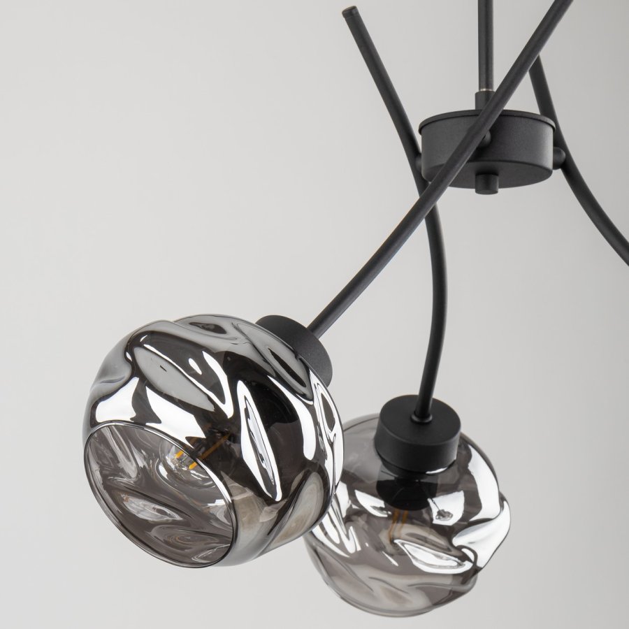TK Zulia loftlampe, m. 3 skrme - glas og sort metal