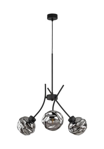 TK Zulia loftlampe, m. 3 skrme - glas og sort metal