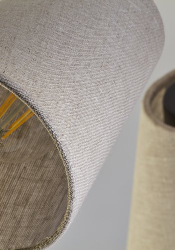 TK Vaio loftlampe, m. 3 skrme - natur hr stof, tr og metal