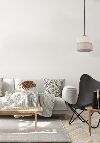 TK Eco loftlampe 200, rund - natur stof og natur fyrretr