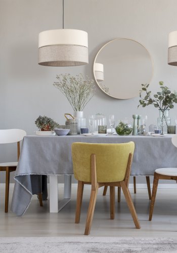 TK Eco loftlampe 380, rund - natur stof og natur fyrretr