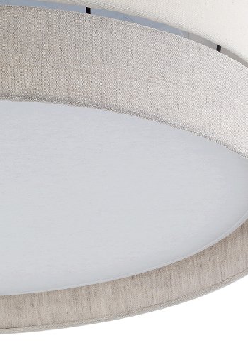 TK Eco loftlampe, rund - natur stof og hvid metal
