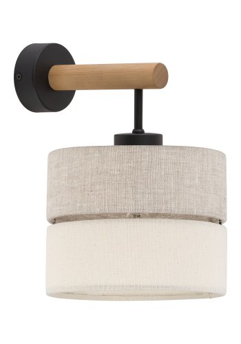 TK Eco vglampe, rund - natur stof, fyrretr og sort metal