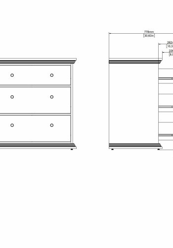 TVILUM North Chest med 3 skuffer, Matt Black, 86,3 x 51,6 x 88,2 cm