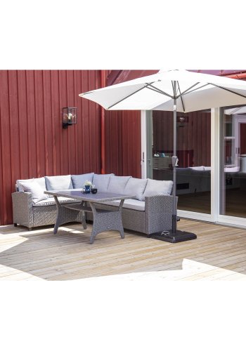 VENTURE DESIGN Leeds parasol 3m - gr aluminium og hvid polyester 